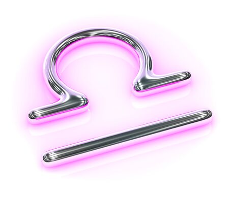 Astrology symbol in metal with pink reflection on white background - Libraの写真素材
