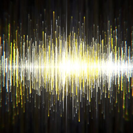 Yellow sound waves, on black background with depth of field