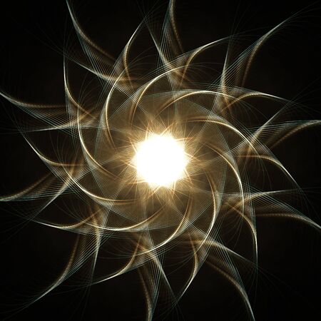 Art deco spiral of golden and dark colored mathematical linesの写真素材