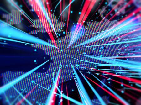 Close-up on Europe with internet's data concept linesの写真素材