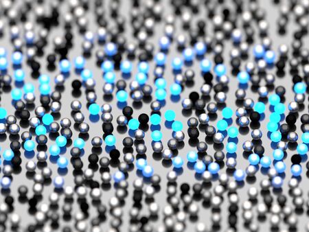 Close-up on a group of blue and black little spheres with strong depth of fieldの写真素材
