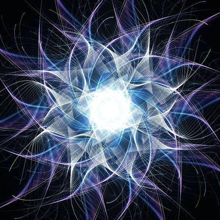 Art deco spiral of white, purple and blue mathematical linesの写真素材
