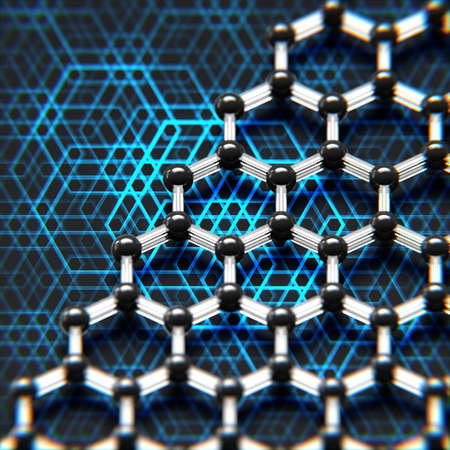 Close-up on graphene with hexagonal and decorative background