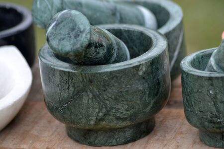 marble pestle. Isolated on whiteの写真素材