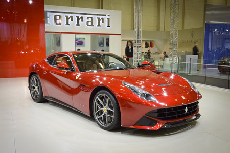 ISTANBUL, TURKEY - MAY 28, 2015: Ferrari F12 Berlinetta in Istanbul Autoshow 2015のeditorial素材