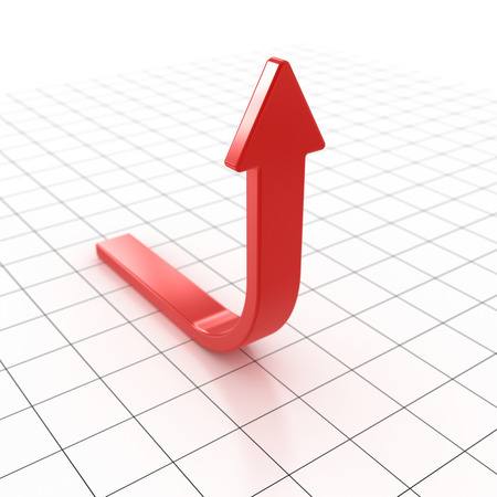 Red arrow , This is a computer generated and 3d rendered picture.の写真素材