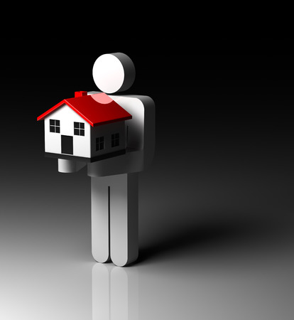 Man holding home , This is a computer generated and 3d rendered picture.の写真素材