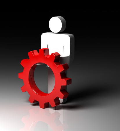 Man and gear. This is a computer generated and 3d rendered picture.の写真素材