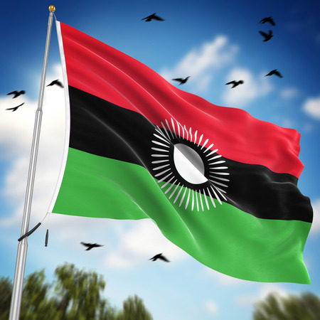 Flag of Malawi , This is a computer generated and 3d rendered image.の写真素材