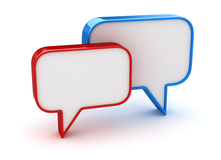 Empty 3d Speech Bubble , This is a 3d Rendered Computer Generated Image. Isolated on White.の写真素材