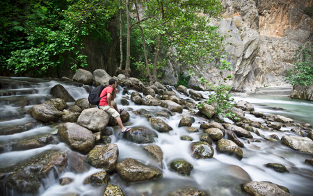 Man is Looking to Stream , Long Exposure Photo. Location: Turkey-Fethiye.の写真素材