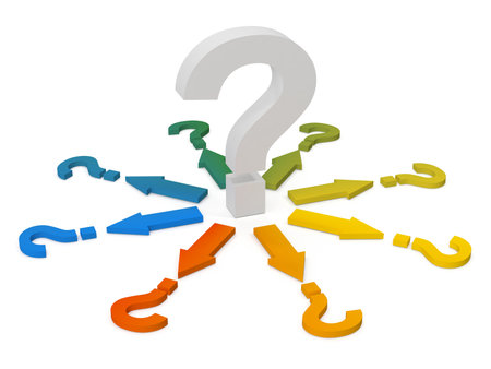 Colorful Question Mark Concept , This is a 3d rendered computer generated image. Isolated on white.の写真素材