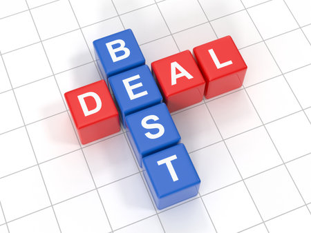 Best Deal Box , This is a 3d rendered computer generated image. Isolated on white.の写真素材