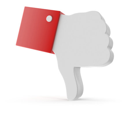 Red Dislike Icon , This is a 3d rendered computer generated image. Isolated on white.の写真素材