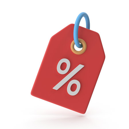 Red Percentage Icon , This is a 3d rendered computer generated image. Isolated on white.の写真素材