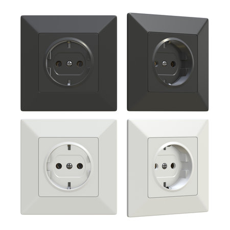 White and Black Electric Socket, This is a 3d rendered computer generated image. Isolated on white.の写真素材