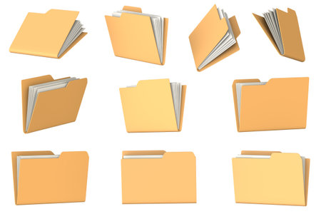 Folder and File Set, This is a 3d rendered computer generated image. Isolated on white.の写真素材