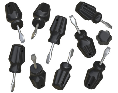 Small Screwdriver Set, This is a 3d rendered computer generated image. Isolated on white.の写真素材