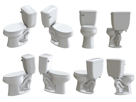 Ceramic Toilet Wc Set, This is a 3d rendered computer generated image. Isolated on white.の写真素材