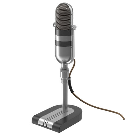 Vintage Microphone Render, This is a 3d Rendered Computer Generated Image. Isolated on Whiteの写真素材