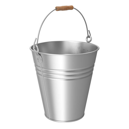 Metal Bucket, This is a 3d rendered computer generated image. Isolated on white.の写真素材