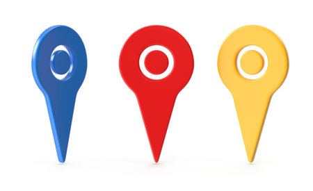 Colorful 3D Map Location Pins for Navigation and Geotaggingの写真素材