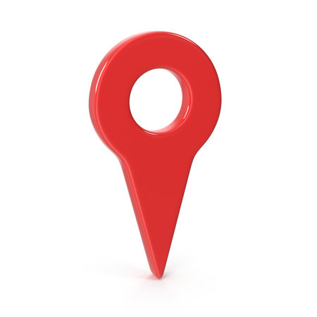 Red 3D Location Pin Icon for Maps and Navigationの写真素材