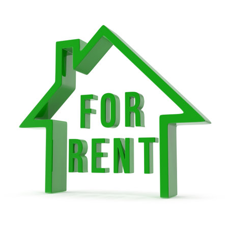 Green 3D House For Rent Symbolの写真素材