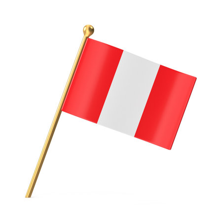 Peruvian National Flag on a Golden Poleの写真素材