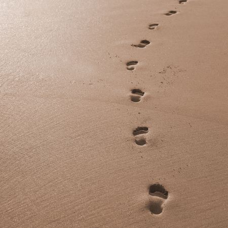 Malpais in Costa Rica,Foot prints in the sand