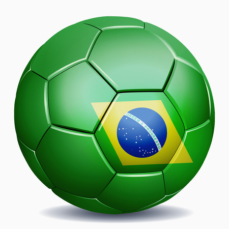 Brazil flag on soccer ballの写真素材