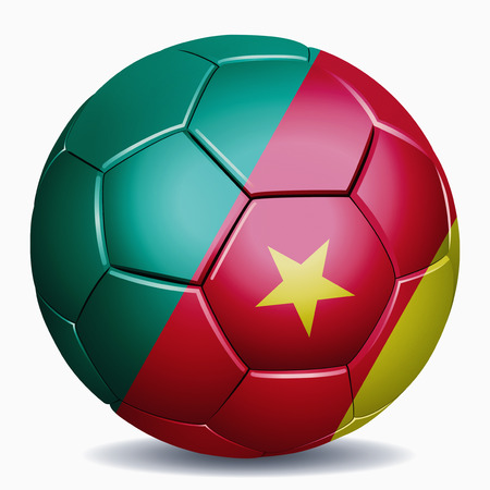 Cameroon flag on soccer ballの写真素材