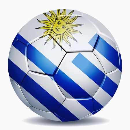 Uruguay flag on soccer ballの写真素材