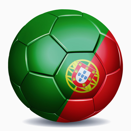 Portugal flag on soccer ballの写真素材