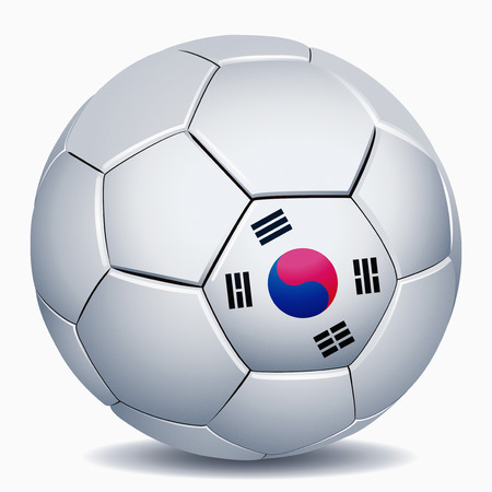 South Korea flag on soccer ballの写真素材