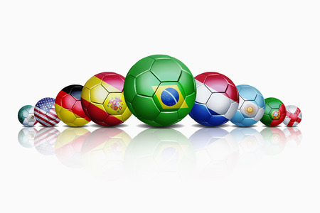 Flags on soccer ballsの写真素材