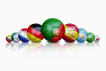 Flags on soccer ballsの写真素材