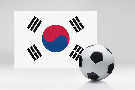 South Korea flag with a soccer ballの写真素材