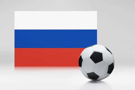 Russia flag with a soccer ballの写真素材