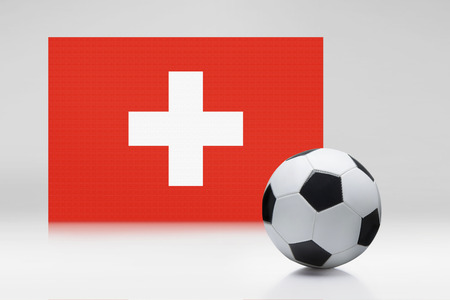 Switzerland flag with a soccer ballの写真素材