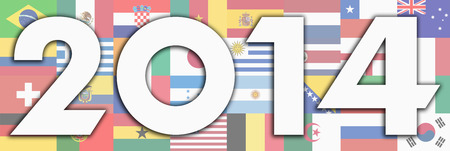 Flags with 2014 textの写真素材