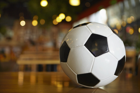 Selective focus on a soccer ballの写真素材