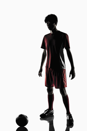 A soccer player ready to kick offの写真素材