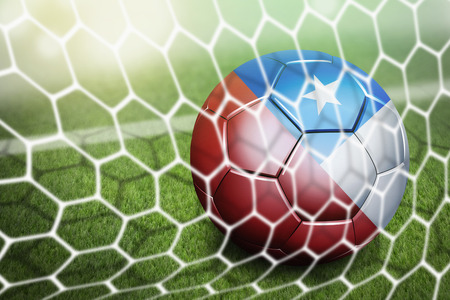 Chile soccer ball in goal netの写真素材