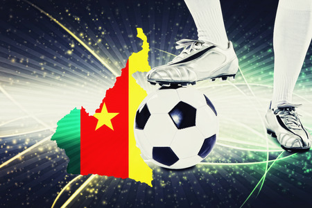 Cameroon soccer player ready for kick offの写真素材