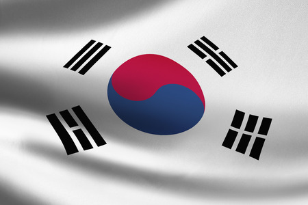 Korea Republic flag wavingの写真素材