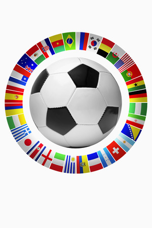 Flags for representing football teamsの写真素材