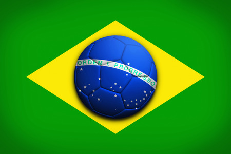 Brazil flag with soccer ball の写真素材