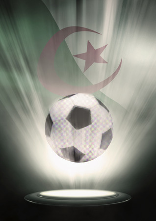 A soccer ball with Algeria flag backdropの写真素材