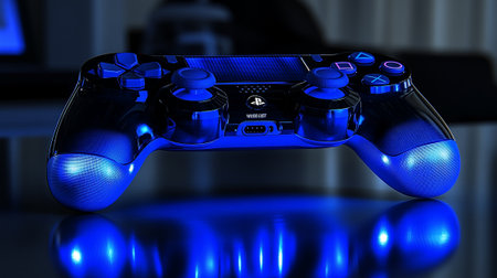 Realistic 3D Render of Dualshock 4 controller in dark roomの素材